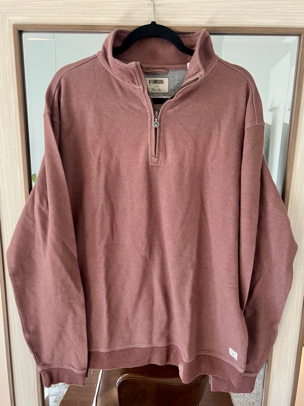 Linksoul Men’s Cotton Blend 1/2 Zip Pullover Sweater Maroon Brown size XXL